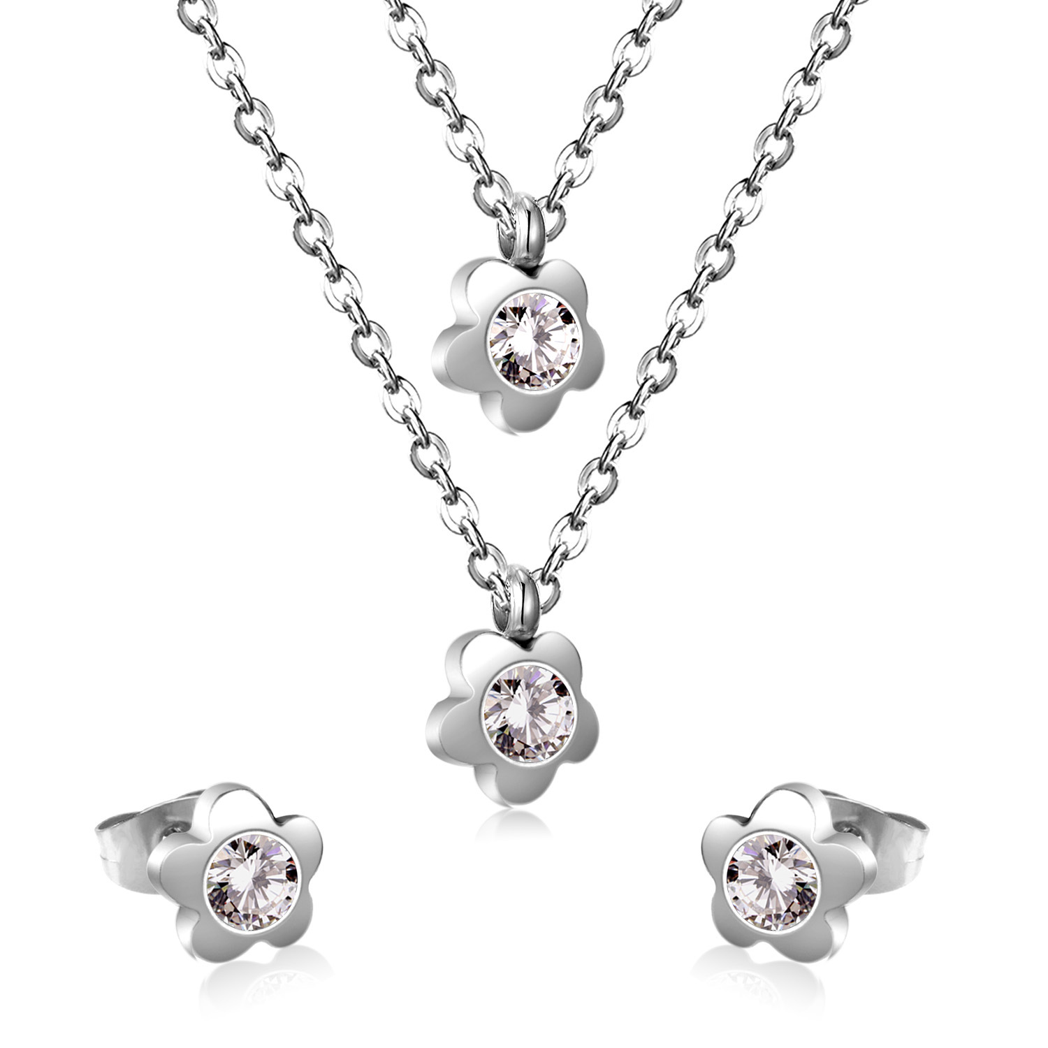 Rhinestone Stainless Steel Korut Set
