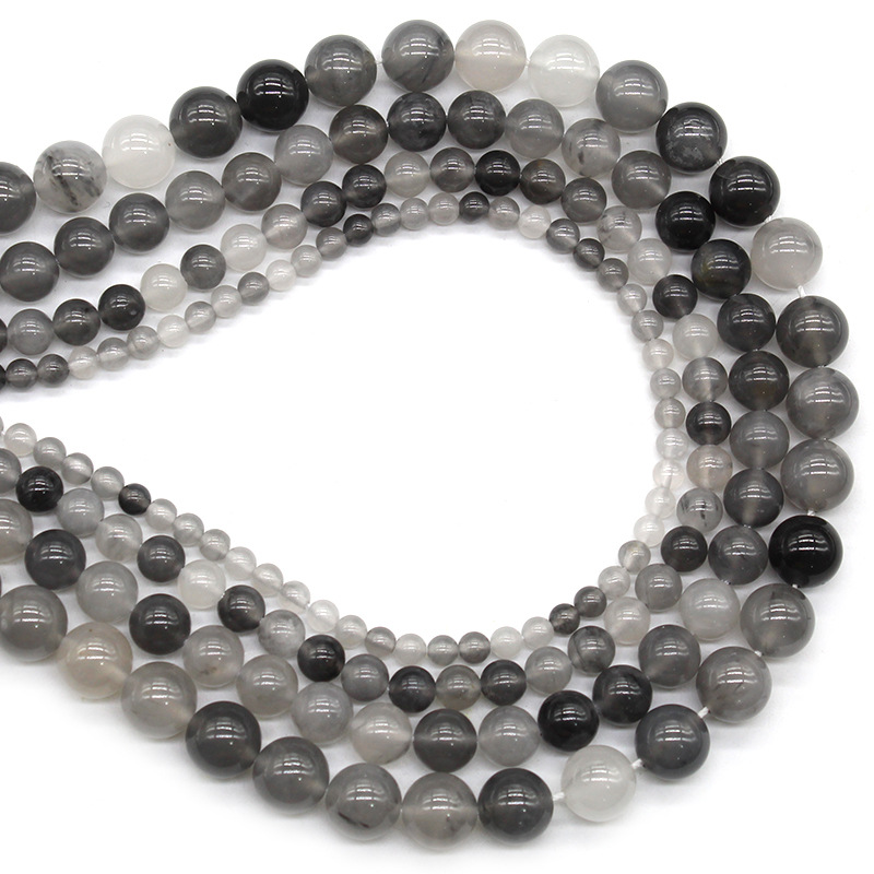 Perles de Quartz gris naturel