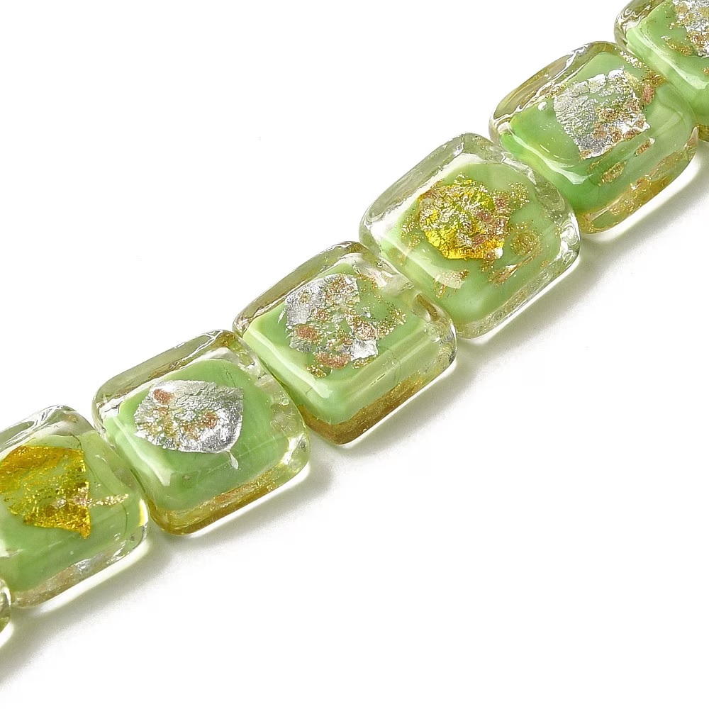 Óir Gaineamh \x26amp; Silver Foil Lampwork Coirníní