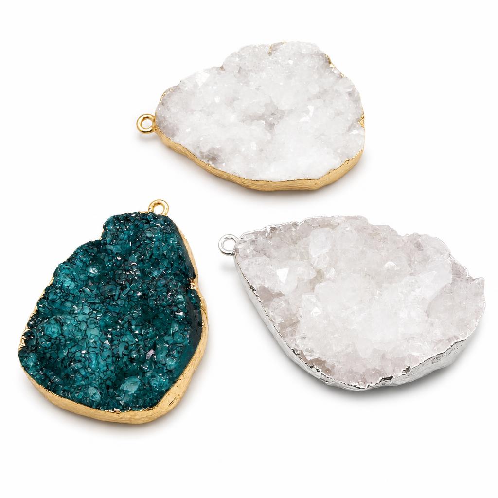 Quartz naturel Druzy Pendentifs