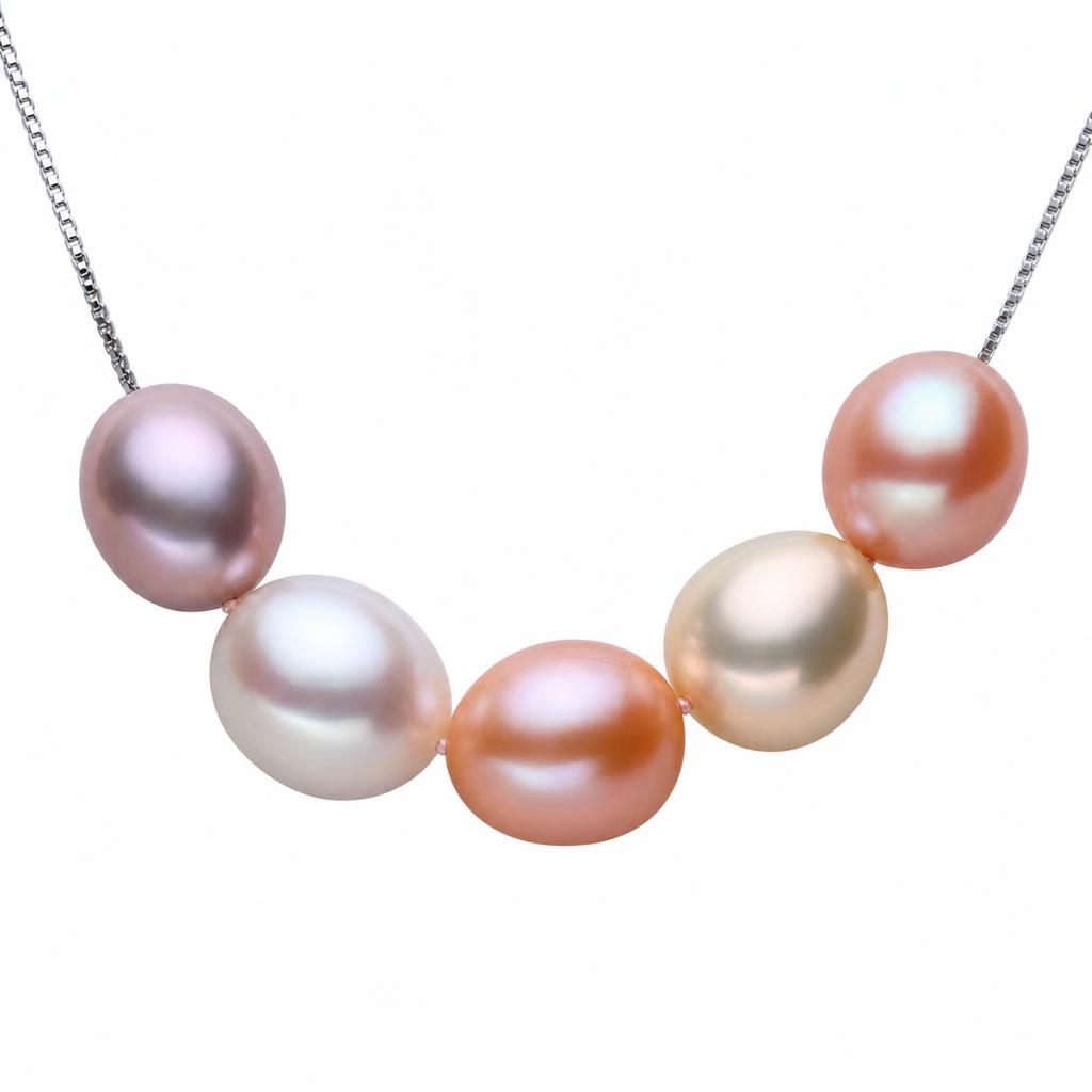 Catene collana in ottone con perle d'acquadolce