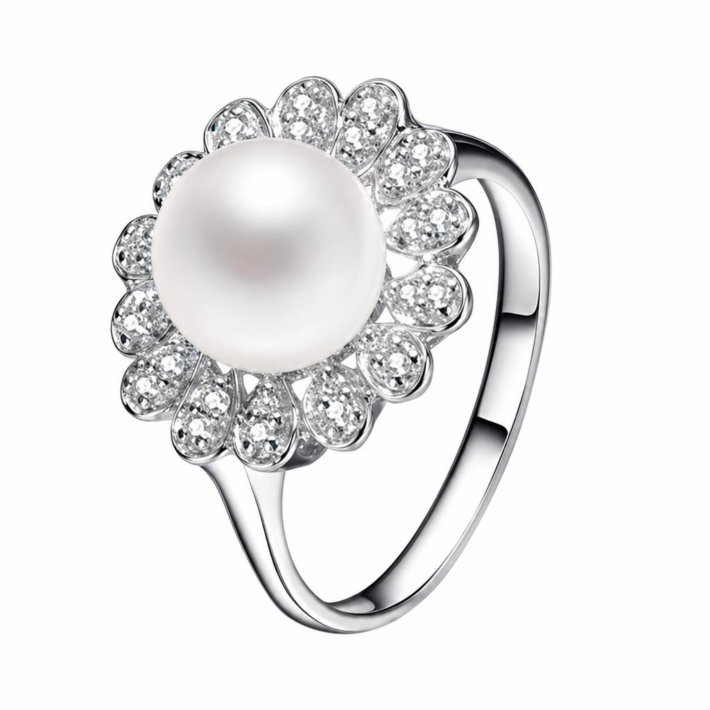 Anello da dito con perla d'acquadolce