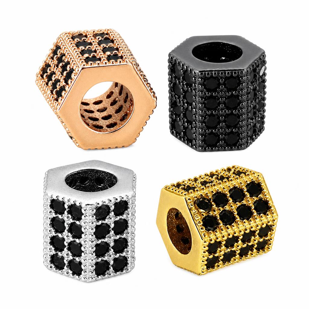 Zircon Micro Pave laiton European Perles