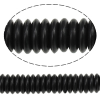 Grânulos de jóias de resina, Rondelle, preto, 2x8mm, Buraco:Aprox 1.5mm, comprimento Aprox 16.5 inchaltura, 20vertentespraia/Lot, vendido por Lot