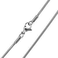 Rozsdamentes acél Nekclace Chain, Stainless Steel, különböző méretű a választás & kígyó lánc, az eredeti szín, Naponta eladott Kb 18 inch Strand
