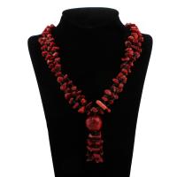Glass Seed Beads Ketting, Natuurlijke Coral, met Glas rocailles, voor vrouw, rood, 22x23x20mm, Per verkocht Ca 22 inch Strand