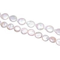 Coin odlad sötvattenspärla pärlor, Freshwater Pearl, Flat Round, naturlig, fler färger för val, 11-12mm, Hål:Ca 0.8mm, Såld Per Ca 15 inch Strand