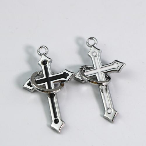 Zinc Alloy Cross Pendants silver color plated DIY & enamel nickel lead & cadmium free Sold By PC