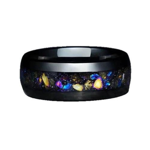 Ring Finger ze stali nierdzewnej, 201 Ze stali nierdzewnej, Powlekane, dla obu płci & różnej wielkości do wyboru & naklejka epoksydowa, czarny, sprzedane przez PC