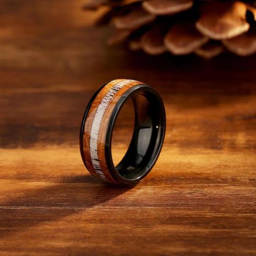 Ring Finger ze stali nierdzewnej, 201 Ze stali nierdzewnej, Powlekane, różnej wielkości do wyboru & dla człowieka & naklejka epoksydowa & kalka, czarny, sprzedane przez PC