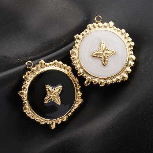 Stainless Steel Pendants 304 Stainless Steel Round plated DIY & enamel Sold By PC