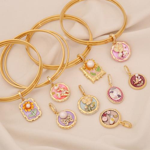 Stainless Steel Pendants 304 Stainless Steel plated DIY & enamel golden Sold By PC