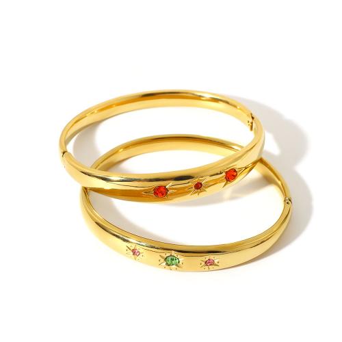 Bracelet en acier inoxydable, Acier inoxydable 304, Placage de couleur d'or, bijoux de mode & avec strass, plus de couleurs à choisir, Vendu par PC