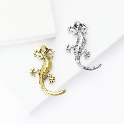 Zinc Alloy Brooches Gecko plated for woman & with rhinestone nickel lead & cadmium free Sold By PC