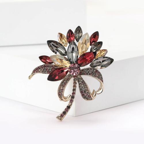 Zinc Alloy Brooches Bouquet plated for woman & with rhinestone nickel lead & cadmium free Sold By PC