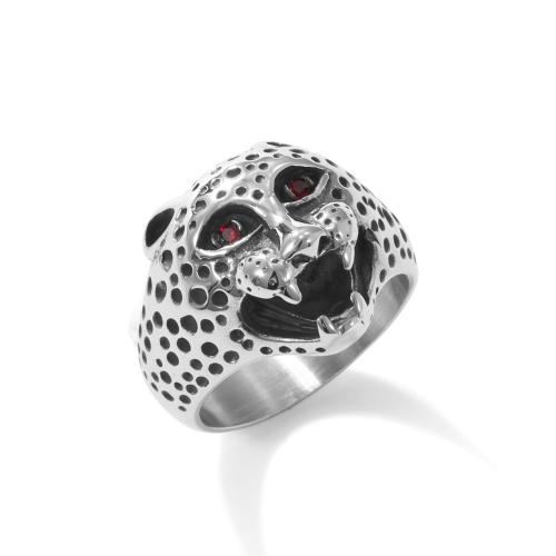 Stainless Steel Finger Ring 304 Stainless Steel Leopard polished fashion jewelry & for man original color Sold By PC