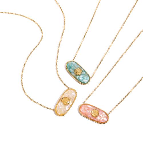 Stainless Steel Jewelry Necklace 304 Stainless Steel 18K gold plated fashion jewelry & for woman & enamel Sold By PC