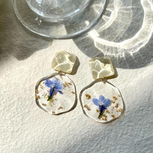 Acrylic Drop Earring with Dried Flower & Zinc Alloy vintage & for woman Sold By Pair