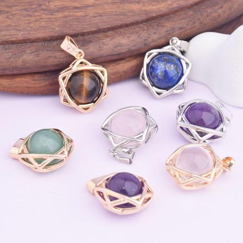 Gemstone Pendants Jewelry Natural Stone with Zinc Alloy DIY Sold By PC