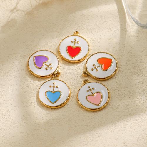 Stainless Steel Pendants 304 Stainless Steel Heart gold color plated DIY & enamel nickel lead & cadmium free Sold By Bag