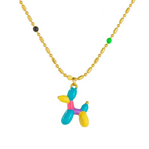 Stainless Steel Jewelry Necklace 304 Stainless Steel gold color plated fashion jewelry & for woman & enamel Sold By PC