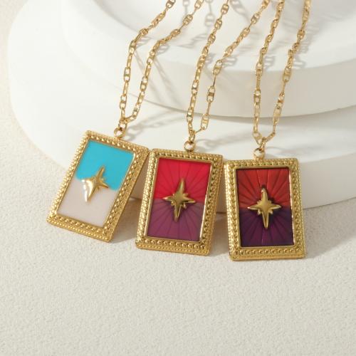 Stainless Steel Jewelry Necklace 304 Stainless Steel gold color plated fashion jewelry & enamel Sold By PC