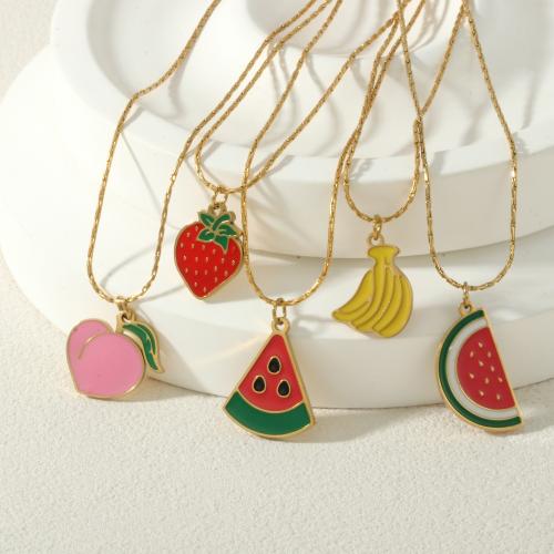 Stainless Steel Jewelry Necklace 304 Stainless Steel gold color plated fashion jewelry & enamel Sold By PC