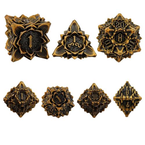 Zinklegierung Würfelspiel, Lotus, plattiert, 7 Stück & unisex, keine, verkauft von setzen