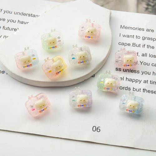 Fashion Dekoration, Resin, med Messing, Tv, du kan DIY, flere farver til valg, 16x10.90x14.10mm, Solgt af PC