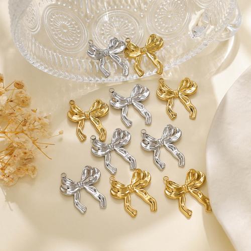 304 Stainless Steel Pendant Bowknot plated DIY Sold By Bag