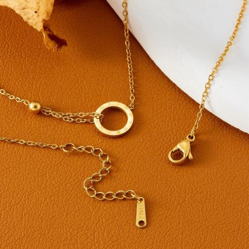 Collar de acero inoxidable de la joyería, acero inoxidable 304, chapado, para mujer & hueco, dorado, longitud aproximado 41-50 cm, Vendido por UD