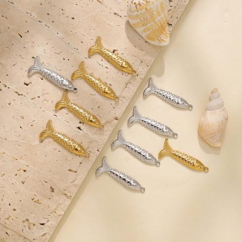 Stainless Steel Animal Pendants 304 Stainless Steel Fish plated DIY Sold By Bag