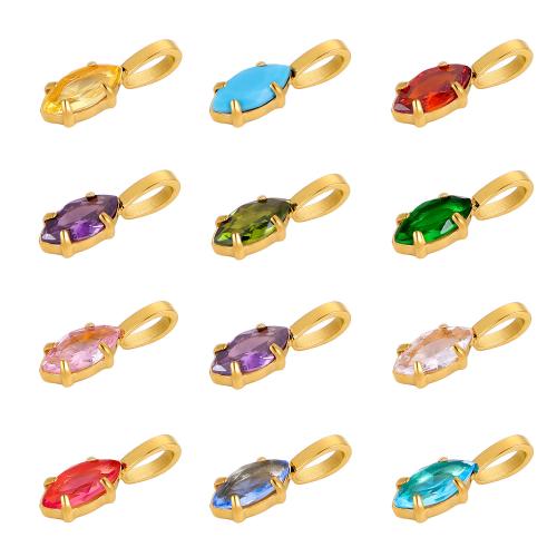 Stainless Steel Pendants 304 Stainless Steel gold color plated DIY & micro pave cubic zirconia Sold By PC