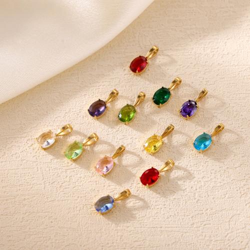 Stainless Steel Pendants 304 Stainless Steel gold color plated DIY & micro pave cubic zirconia Sold By PC