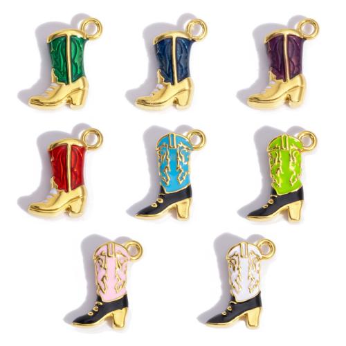 Stainless Steel Pendants 304 Stainless Steel Shoes gold color plated DIY & enamel Sold By Bag