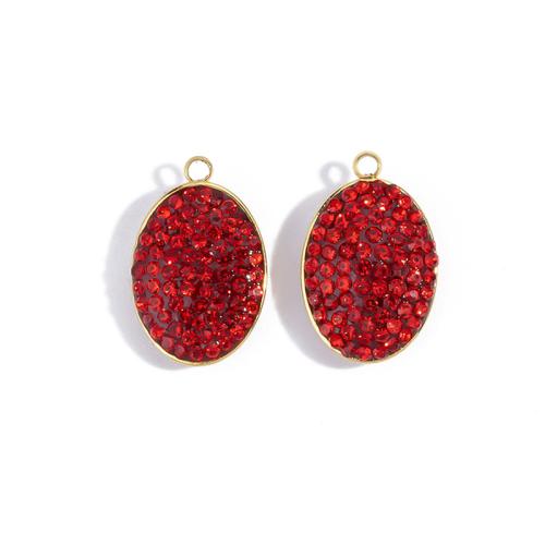 Stainless Steel Pendants 304 Stainless Steel Ellipse plated DIY & with rhinestone Sold By Bag