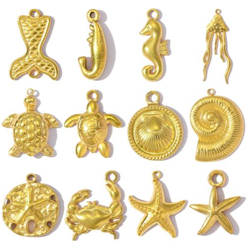 Nerezová ocel Šperky Přívěsky, 304 Stainless Steel, DIY, zlatý, 10PC/Bag, Prodáno By Bag