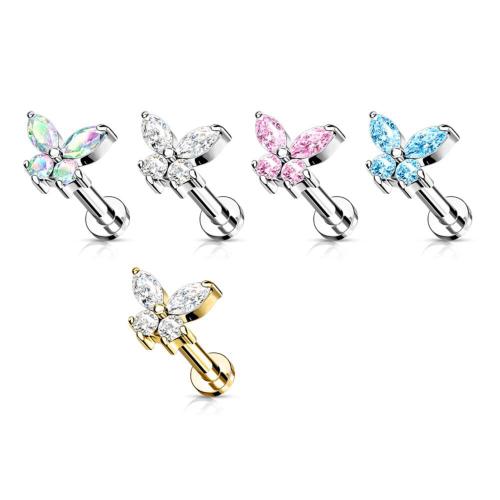 304 Edelstahl Schmetterling, plattiert, Micro pave Zirkonia & für Frau, keine, 10mm, verkauft von PC