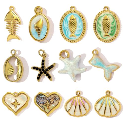 Stainless Steel Pendants 304 Stainless Steel gold color plated DIY & enamel Sold By Bag
