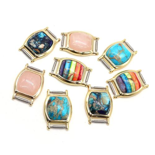 Edelstein-Connector, Messing, mit Edelstein, plattiert, DIY, keine, frei von Nickel, Blei & Kadmium, 18x28mm, verkauft von PC