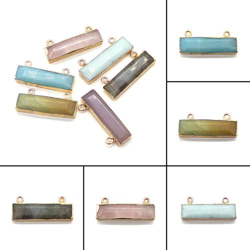 Gemstone Connector with Brass Rectangle plated DIY Sold By PC