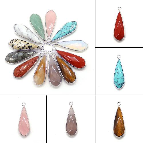 Gemstone Pendants Jewelry with Brass Teardrop plated DIY Sold By PC