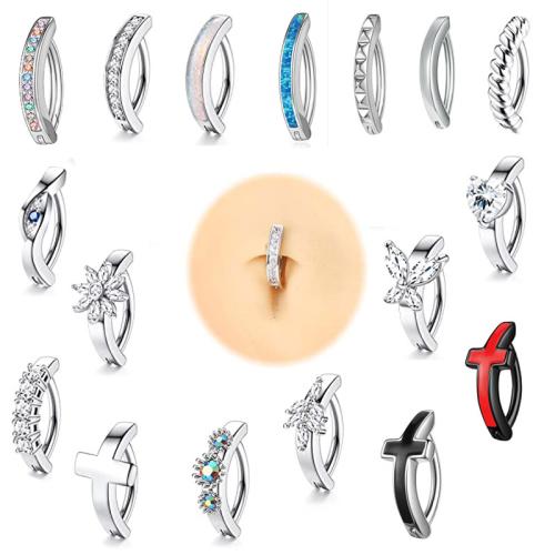 304 Stainless Steel Belly Ring plated Unisex & micro pave cubic zirconia Sold By PC