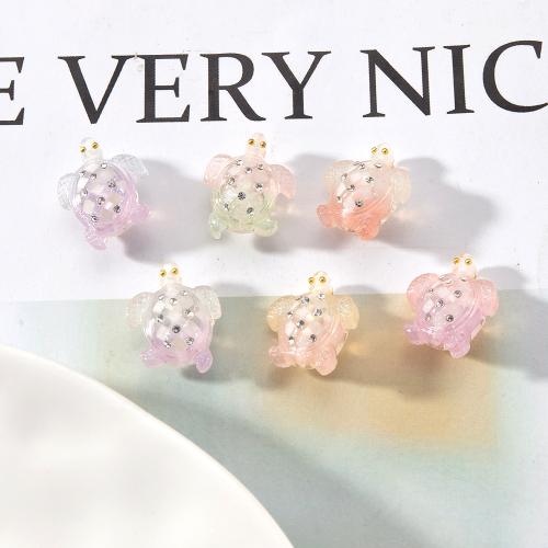 Resin Jewelry Beads with Brass Turtle DIY & with rhinestone Sold By PC