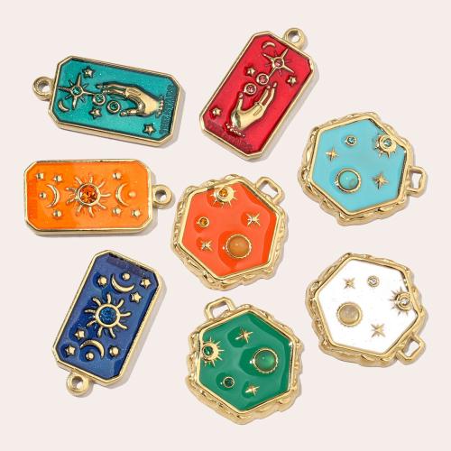 Stainless Steel Pendants 304 Stainless Steel with Gemstone gold color plated DIY & enamel & with rhinestone Sold By Bag