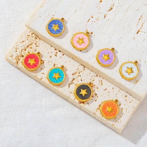 Stainless Steel Pendants 304 Stainless Steel gold color plated DIY & enamel Sold By Bag