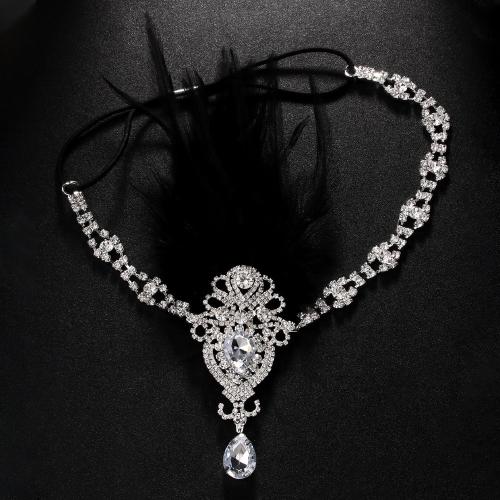 Headband Copper Alloy with Fiber & Elastic Thread fashion jewelry & for woman & with rhinestone Sold By PC