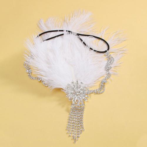 Headband Copper Alloy with Fiber fashion jewelry & for woman & with rhinestone silver color Sold By PC