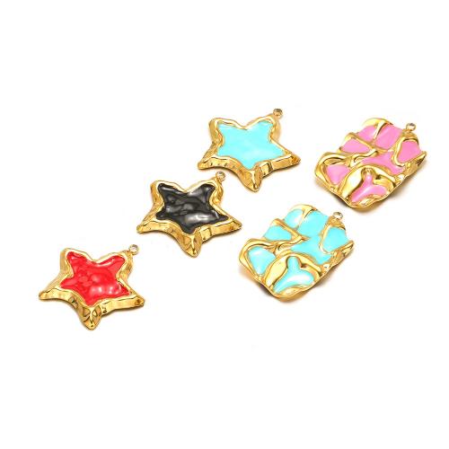 Stainless Steel Pendants 304 Stainless Steel gold color plated DIY & enamel Sold By Bag