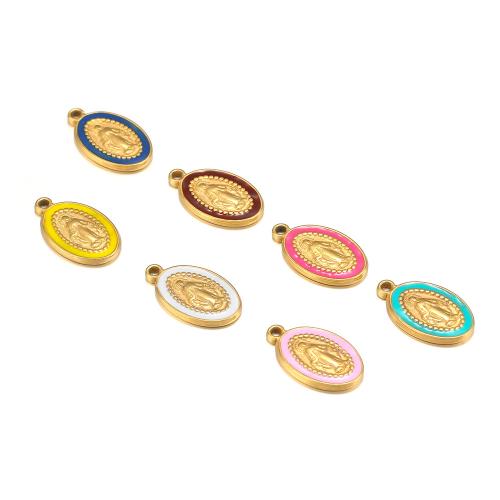 Stainless Steel Pendants 304 Stainless Steel gold color plated DIY & enamel Sold By Bag
